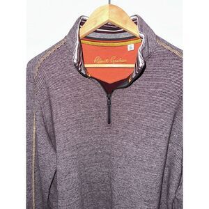 Robert Graham‎ Sweater Mens Large Cotton 1/4 Zip Mock Neck Pullover Long Sleeve